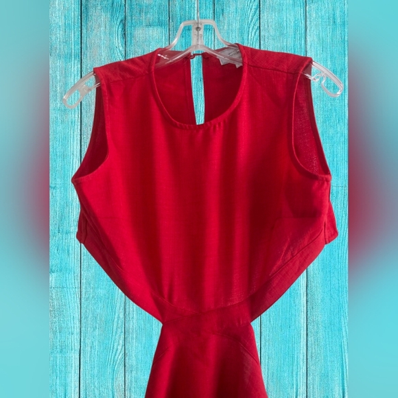 RIHOAS Red Round Neck Cut-Out Midi Dress Size Small - Picture 3 of 10